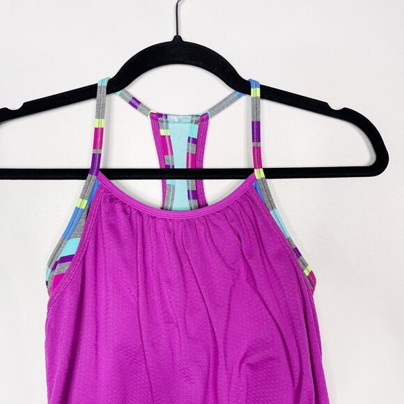 Ivivva by Lululemon Girls 12 Purple Blue Double Dutch Tank Top Mesh Racerback - Picture 3 of 8